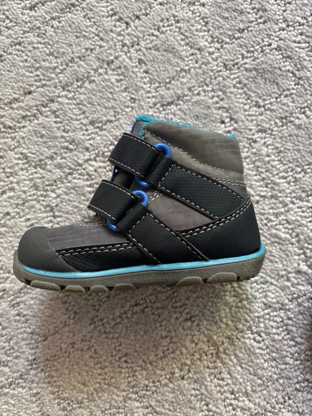 See Kai Run Kids Waterproof Winter Boots in Black with Teal Lining